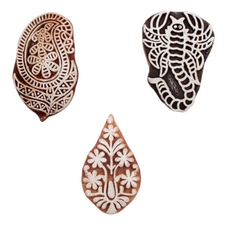 Set of 3 Piece New Mix Wooden Printing Blocks